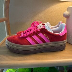Adidas Gazelle Bold Red and Pink Platform Sneakers | Used once